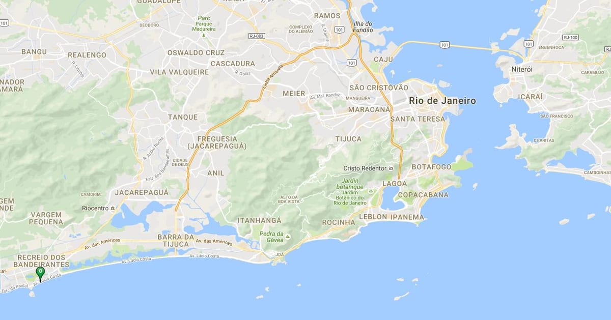 ਨਕਸ਼ਾ ਦੇ ਬੀਚ Recreio dos Bandeirantes