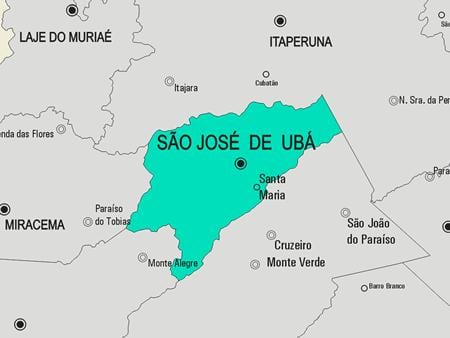 ਨਕਸ਼ਾ ਦੇ ਸਾਓ José de Ubá ਨਗਰਪਾਲਿਕਾ