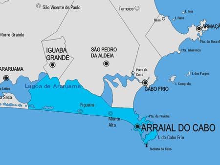 ਨਕਸ਼ਾ ਦੇ Arraial ਕੀ Cabo ਨਗਰਪਾਲਿਕਾ