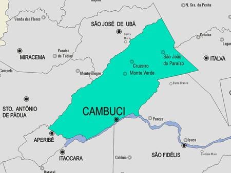 ਨਕਸ਼ਾ ਦੇ Cambuci ਨਗਰਪਾਲਿਕਾ