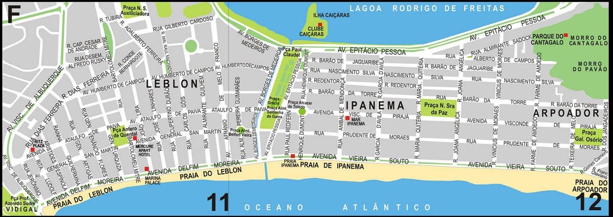 ਨਕਸ਼ਾ ਦੇ Ipanema ਬੀਚ