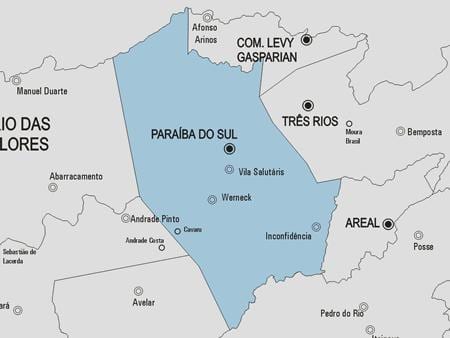 ਨਕਸ਼ਾ ਦੇ Paraíba do Sul ਨਗਰਪਾਲਿਕਾ