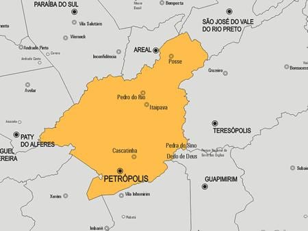 ਨਕਸ਼ਾ ਦੇ Petrópolis ਨਗਰਪਾਲਿਕਾ