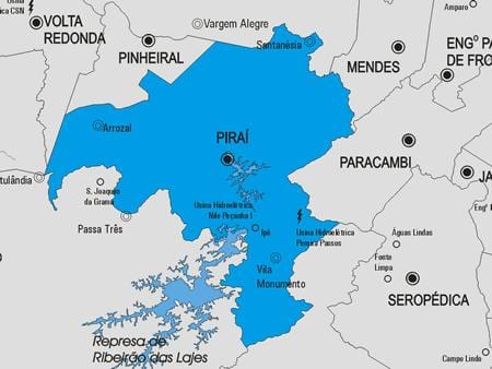 ਨਕਸ਼ਾ ਦੇ Piraí ਨਗਰਪਾਲਿਕਾ