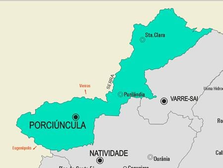 ਨਕਸ਼ਾ ਦੇ Porciúncula ਨਗਰਪਾਲਿਕਾ