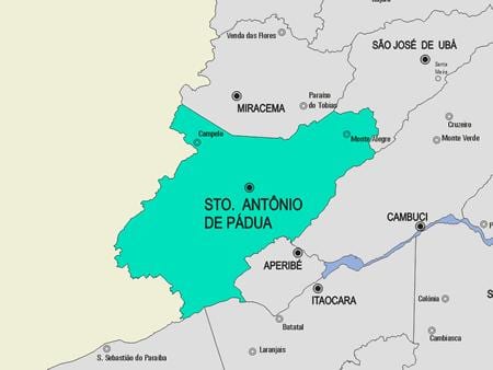 ਨਕਸ਼ਾ ਦੇ Santo Antônio de Pádua ਨਗਰਪਾਲਿਕਾ
