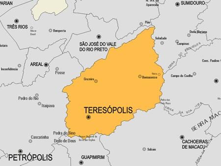 ਨਕਸ਼ਾ ਦੇ Teresópolis ਨਗਰਪਾਲਿਕਾ