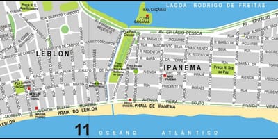 ਨਕਸ਼ਾ ਦੇ Ipanema ਬੀਚ